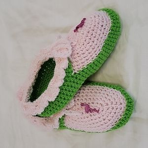 NEW Handmade Crochet Flamingo Slippers Size 10.5 Never Worn